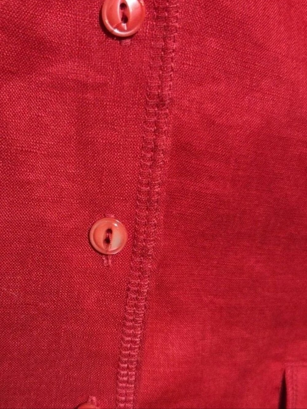 Jones New York Women's Red 100% Linen Long Sleeve Jacket Blouse 14 Business Work - Picture 7 of 8